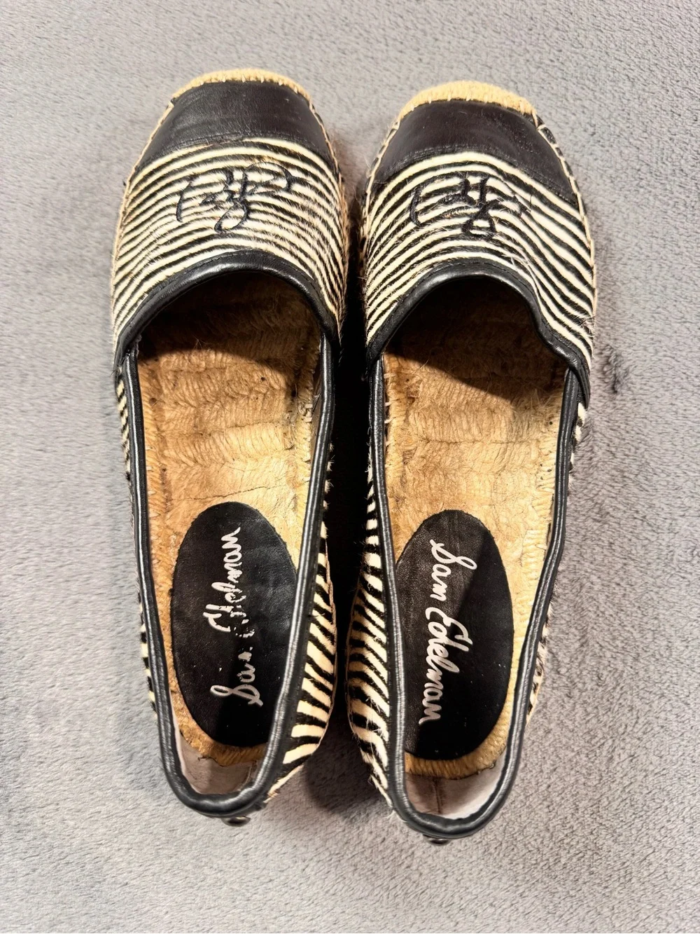 Sam Edelman ‘Lewis’ Calf Hair Zebra Striped Espadrille Slip-Ons